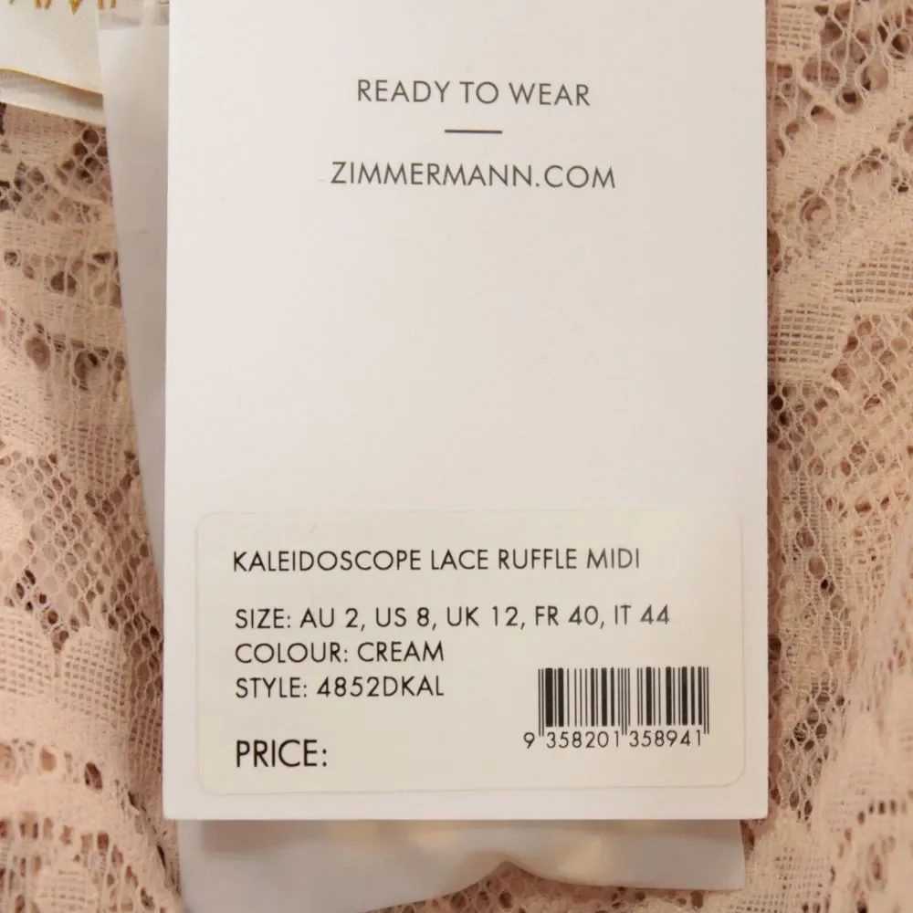 Zimmermann NWT Kaleidoscope Lace Ruffle Midi Dress Size 2 US 8 Light Beigey Pink - Picture 11 of 14